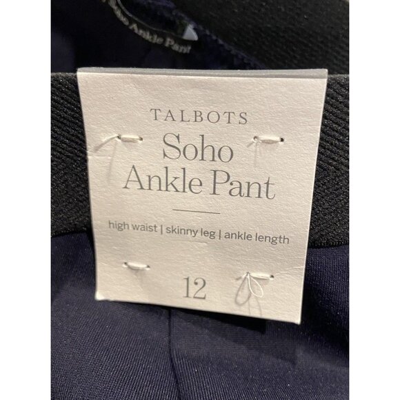 NWT Talbots Soho Ankle Pants Skinny Pull On Navy Size 12 New - Picture 4 of 5